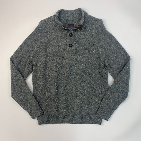 UNTUCKit Gordonne Sweater Mens L Large Gray Lambswool Nylon Blend Polo Collar - Picture 2 of 13